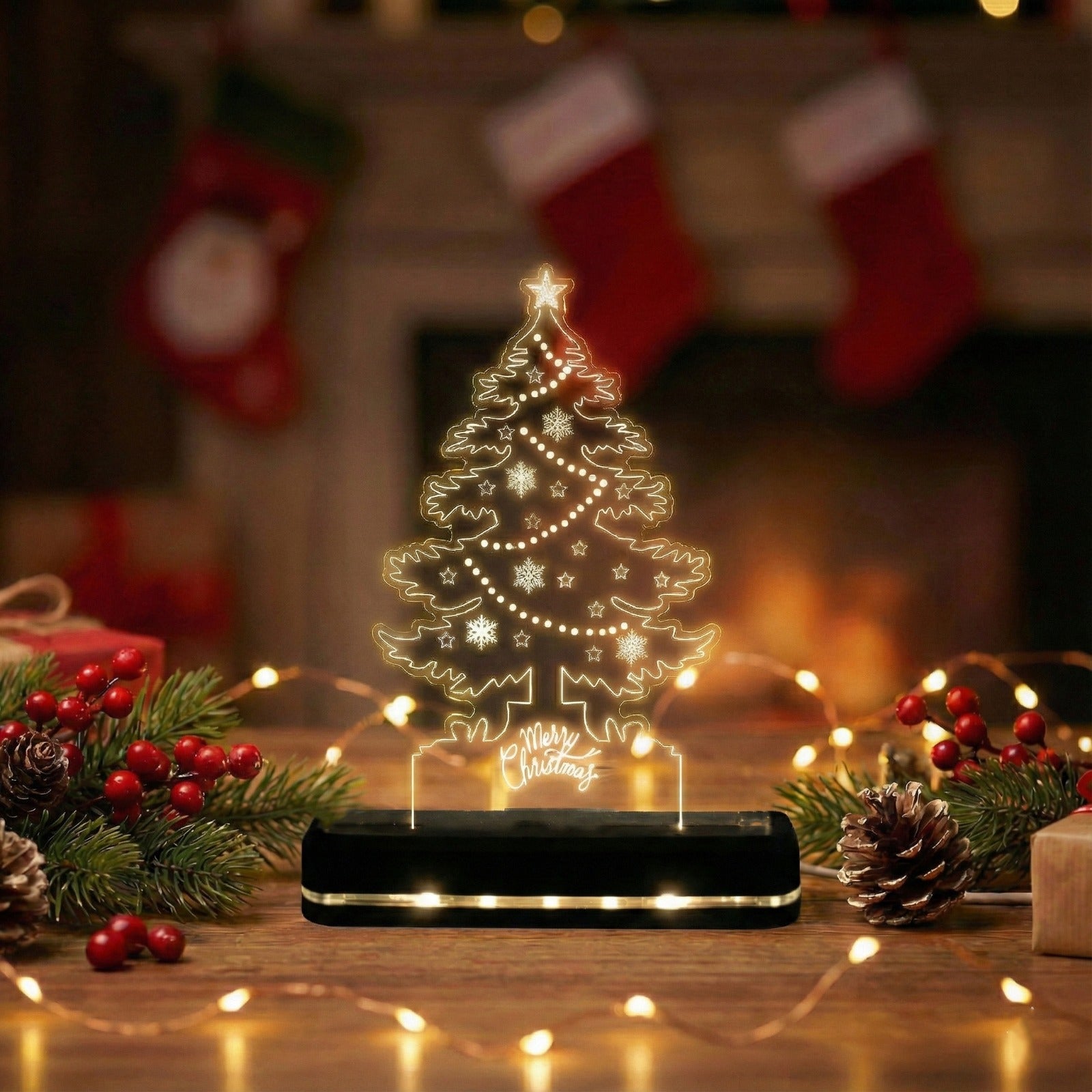 Christmas Tree Led Plaque with Led Stand