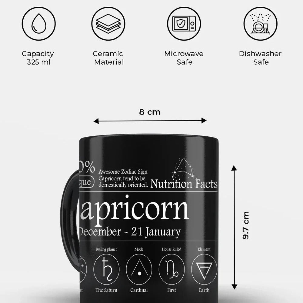 Capricorn Nutrition Facts - Ceramic Black Coffee Mug
