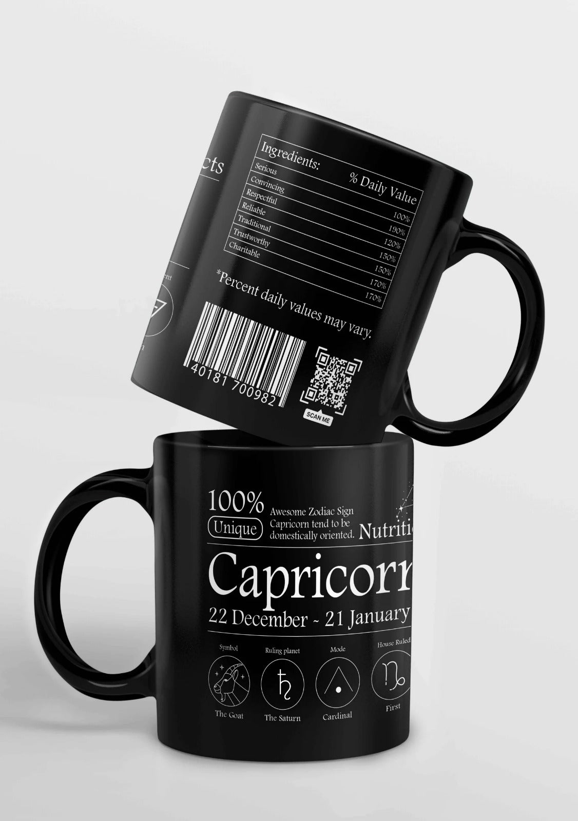 Capricorn Nutrition Facts - Ceramic Black Coffee Mug