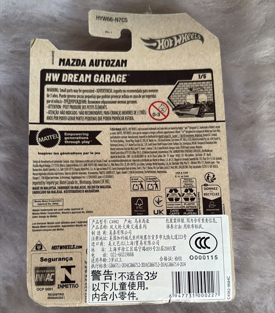 Hotwheels Mazda Autozam - Card Damaged - Car In Mint Condition