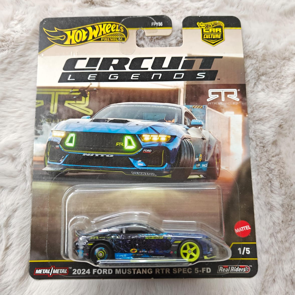 Hot Wheels Scale 1:64 - Circuit Legends Premium Car Culture Diecast Model Cars - 2024 Ford Mustang RTR SPEC 5-FD - Blister Cracked - Car In Mint Condition