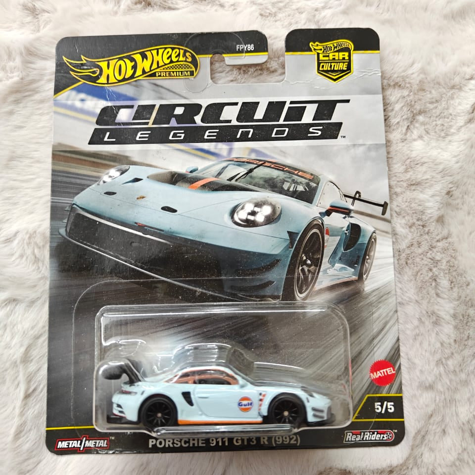 Hot Wheels Scale 1:64 - Circuit Legends Premium Car Culture Diecast Model Cars - Porsche 911 GT3 R (992) - Card Creased - Car In Mint Condition