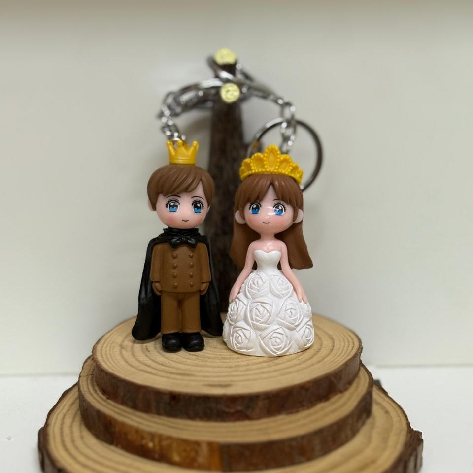 Cute Boy and Girl Couple Keychain With Bagcharm (Set Of 2)