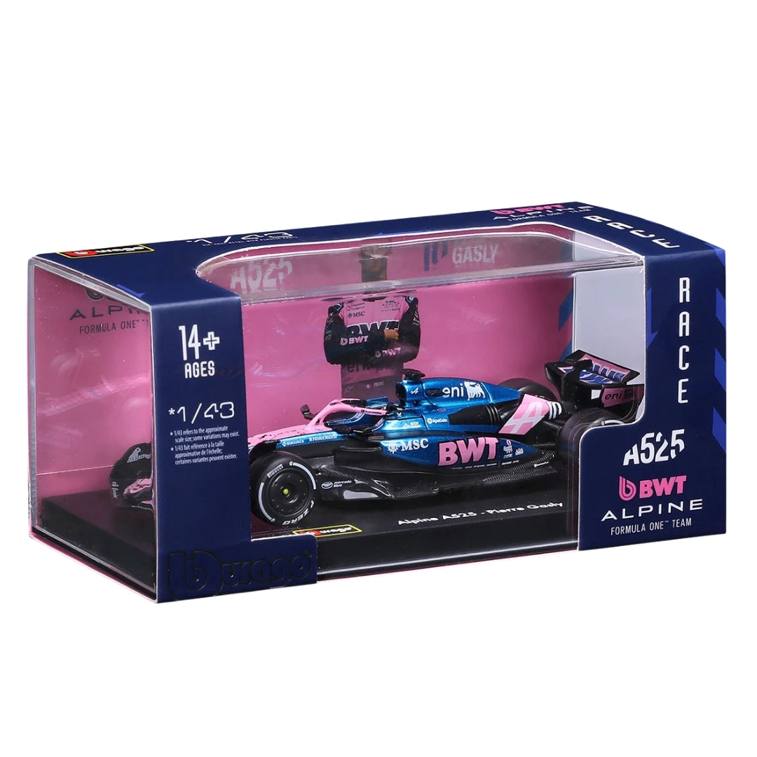 Preorder Official Bburago 2025 Alpine A525 10 Pierre Gasly Monaco GP - Scale 1 : 43 Diecast Scale Model (Will Be Shipped in January 2026 First Week)