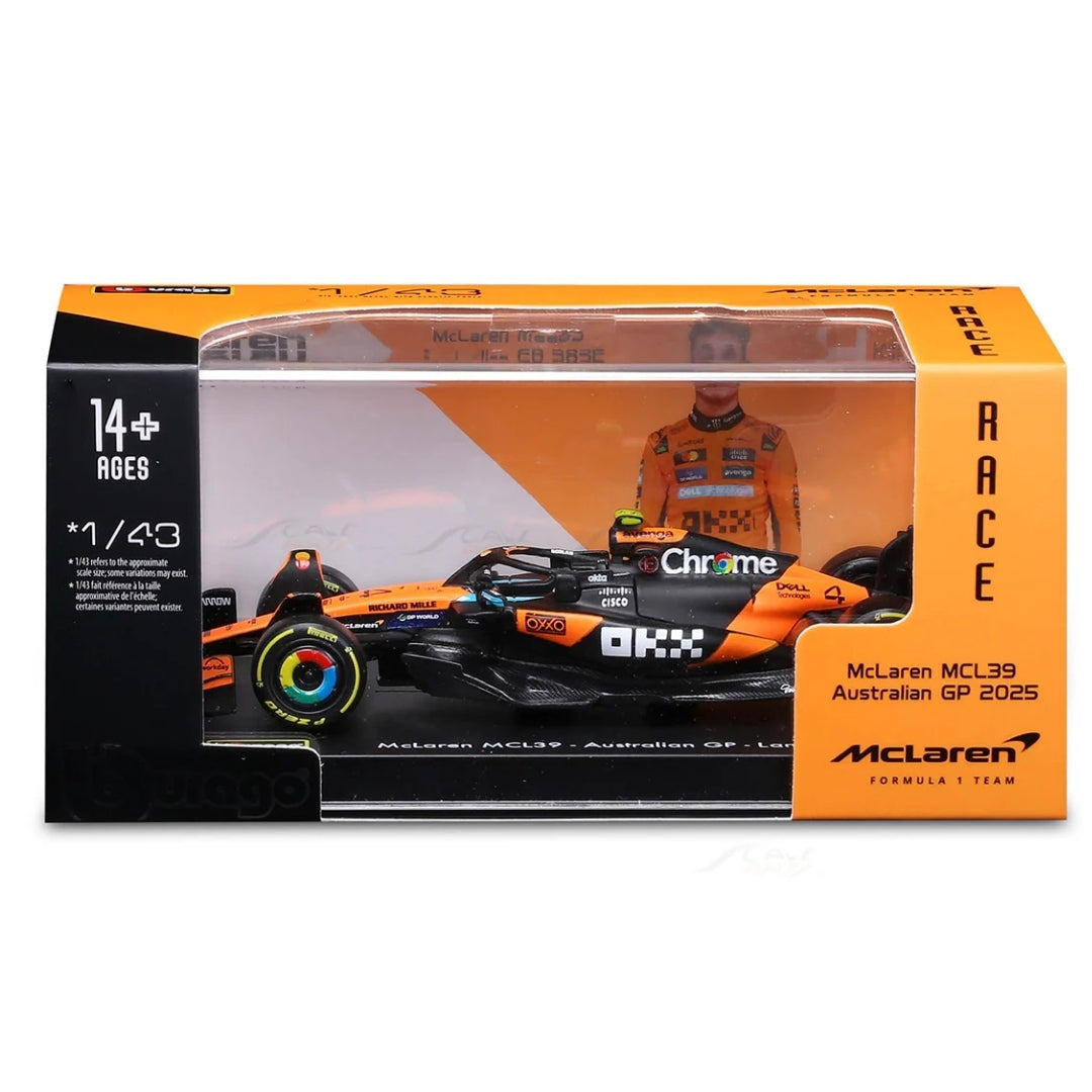 Preorder Official Bburago 2025 McLaren MCL39 4 Lando Norris Australia GP - Scale 1 : 43 Diecast Scale Model (Will Be Shipped in January 2026 First Week)