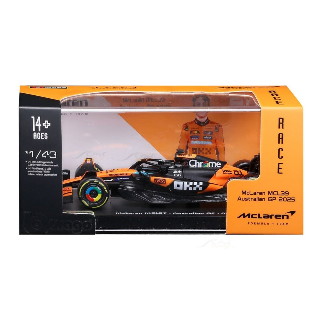 Preorder Official Bburago 2025 McLaren MCL39 GP 81 Oscar Piastri Australia GP - Scale 1 : 43 Diecast Scale Model (Will Be Shipped in January 2026 First Week)