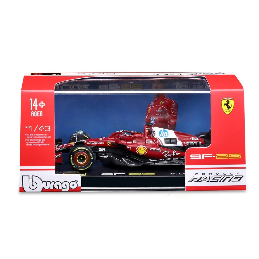 Official Bburago 2025 Ferrari SF-25 No.16 Charles Leclerc