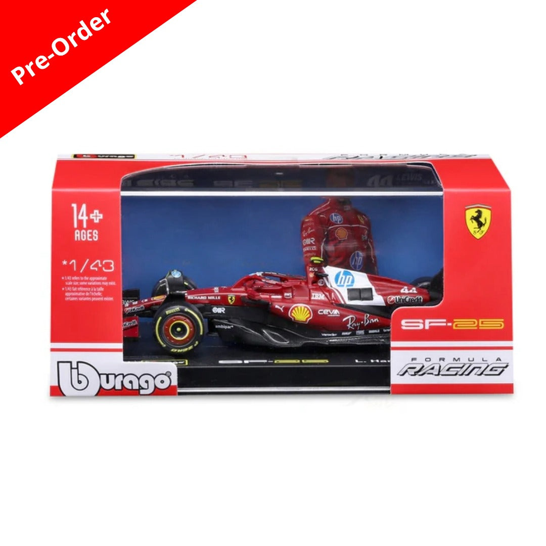 Preorder Official Bburago 2025 Ferrari SF-25 No 44 Lewis Hamilton Australia GP - Scale 1 : 43 Diecast Scale Model (Will Be Shipped in January 2026 First Week)