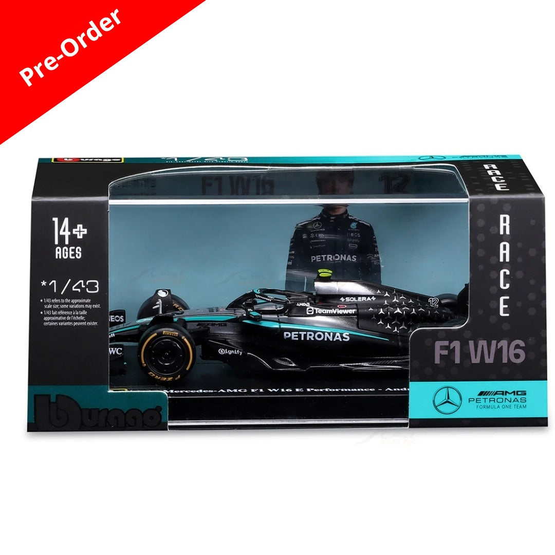 Preorder Official Bburago 2025 Mercedes-AMG W16 12 Kimi Antonelli Australia GP - Scale 1 : 43 Diecast Scale Model (Will Be Shipped in January 2026 First Week)