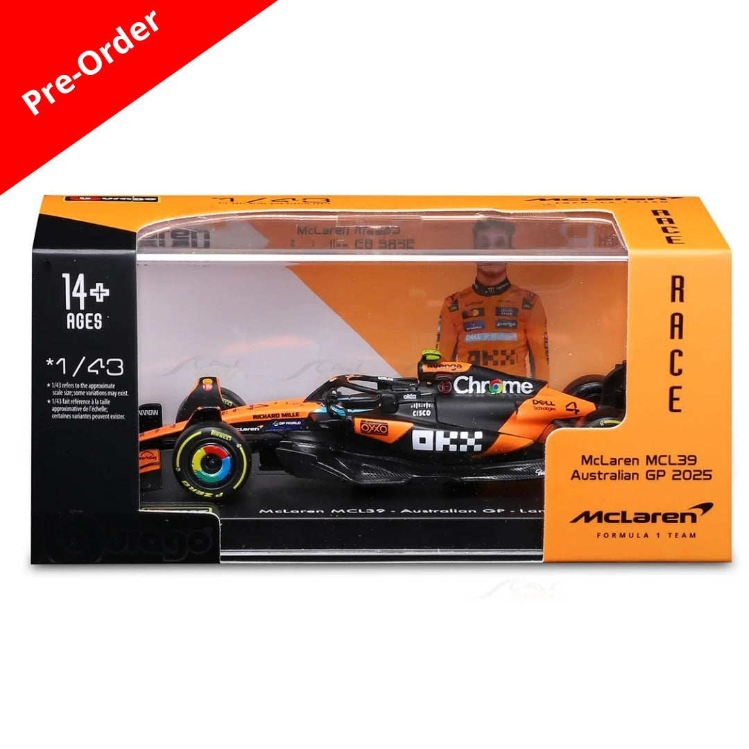 Preorder Official Bburago 2025 McLaren MCL39 4 Lando Norris Australia GP - Scale 1 : 43 Diecast Scale Model (Will Be Shipped in January 2026 First Week)