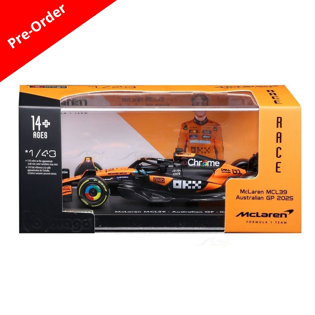 Preorder Official Bburago 2025 McLaren MCL39 GP 81 Oscar Piastri Australia GP - Scale 1 : 43 Diecast Scale Model (Will Be Shipped in January 2026 First Week)