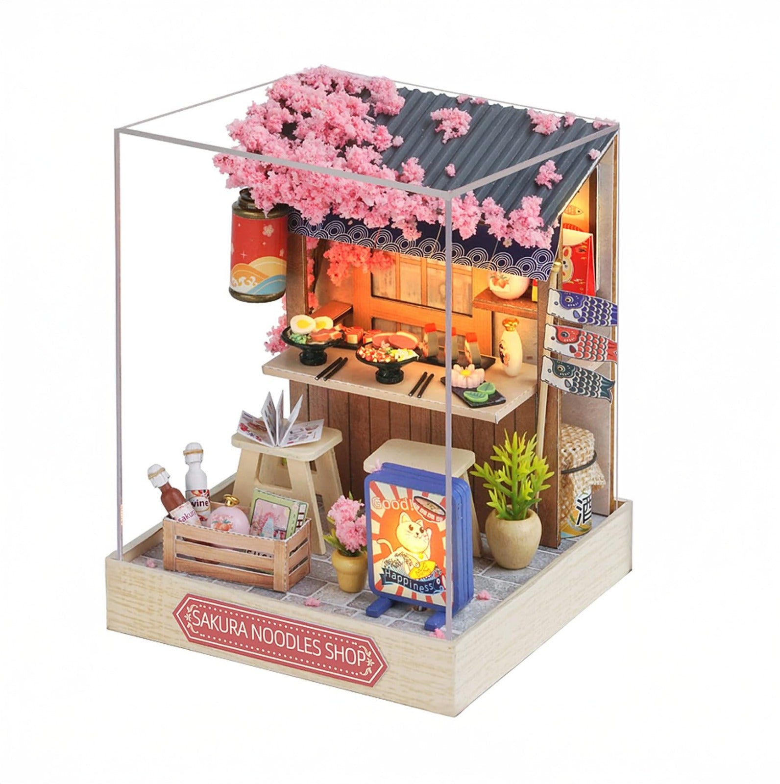 Cuteroom Diy Dollhouse - Corner of Happiness Series Miniature Kit - Sakura Noodles Shop