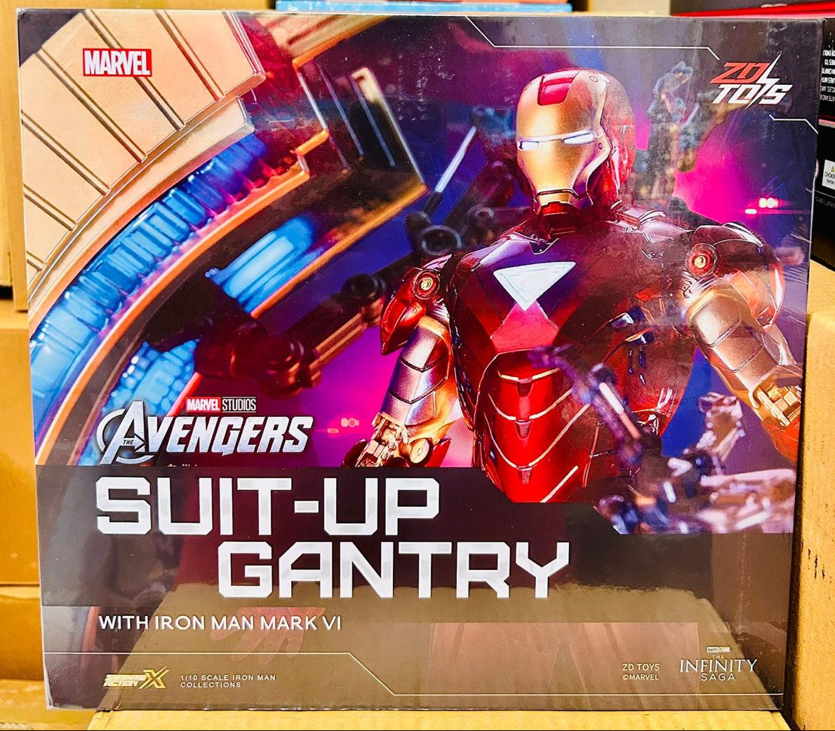 Marvel Studios The Avengers : The infinity Saga iron Man Mark 6 MK06 1:10 Scale Collection Suit-up Gantry Figure by ZD Toys