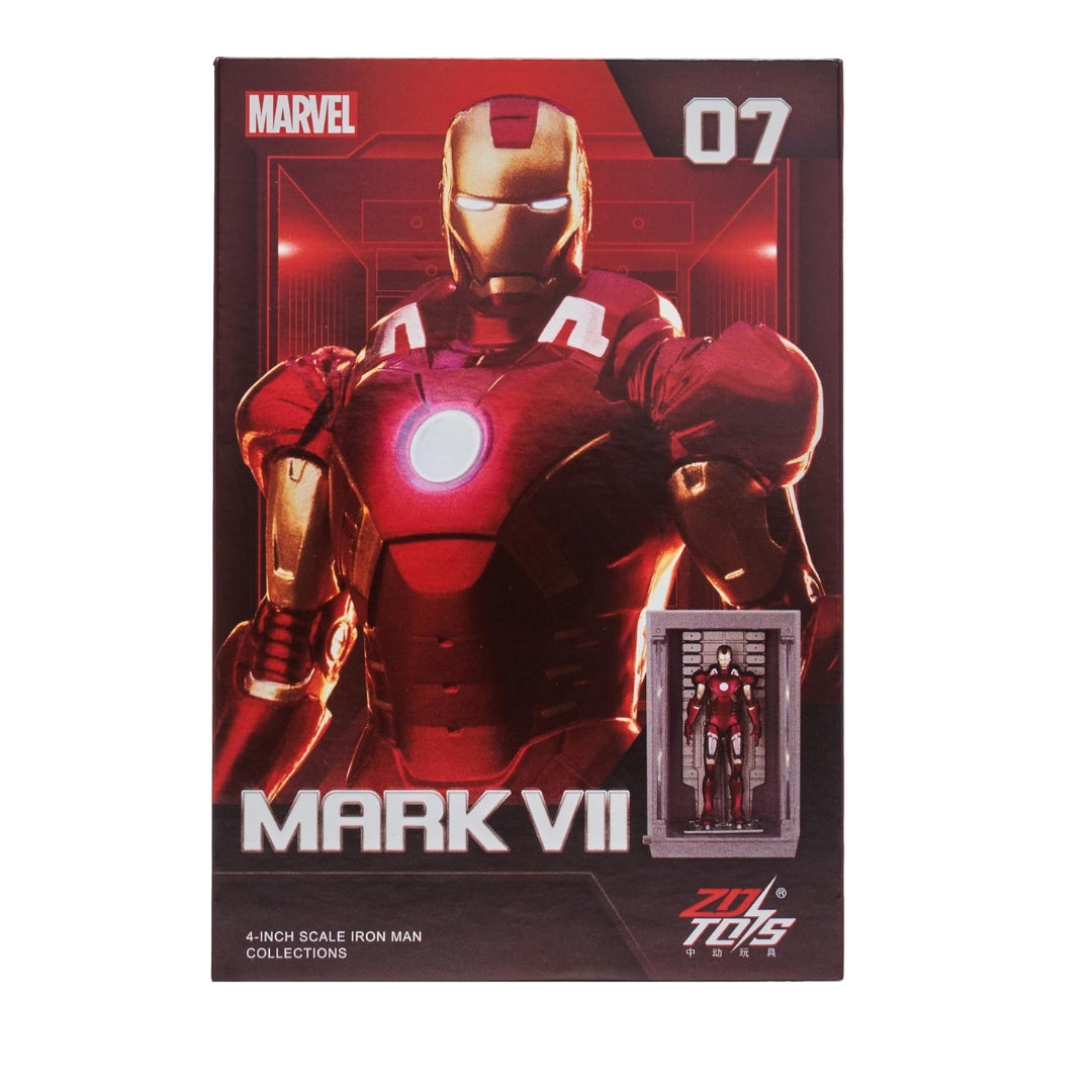 Marvel Studios : The Infinity Saga Mark 7 MK07 4 Inch Scale Iron Man Collection Figures - Light-Up Display Chamber by ZD Toys