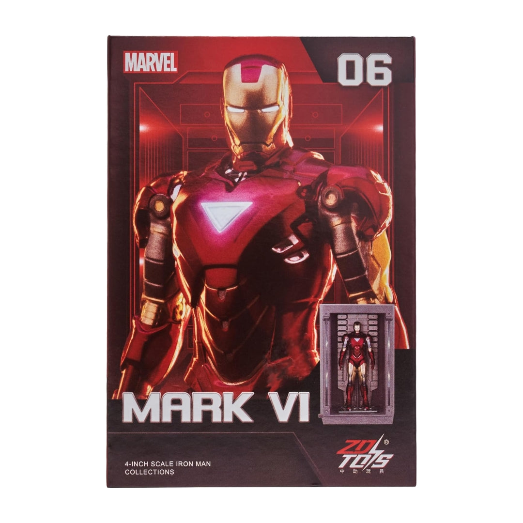 Marvel Studios : The Infinity Saga Mark 6 MK06 4 Inch Scale Iron Man Collection Figures - Light-Up Display Chamber by ZD Toys