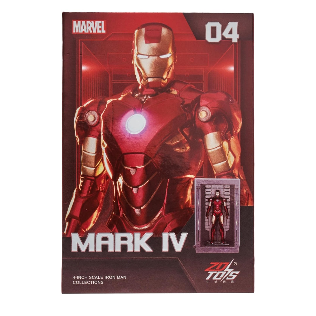 Marvel Studios : The Infinity Saga Mark 4 MK04 4 Inch Scale Iron Man Collection Figures - Light-Up Display Chamber by ZD Toys