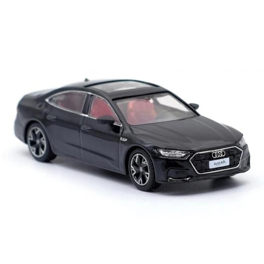 JKM Scale 1:64 2022 Audi A7L Diecast Metal Model Car Collection - Black
