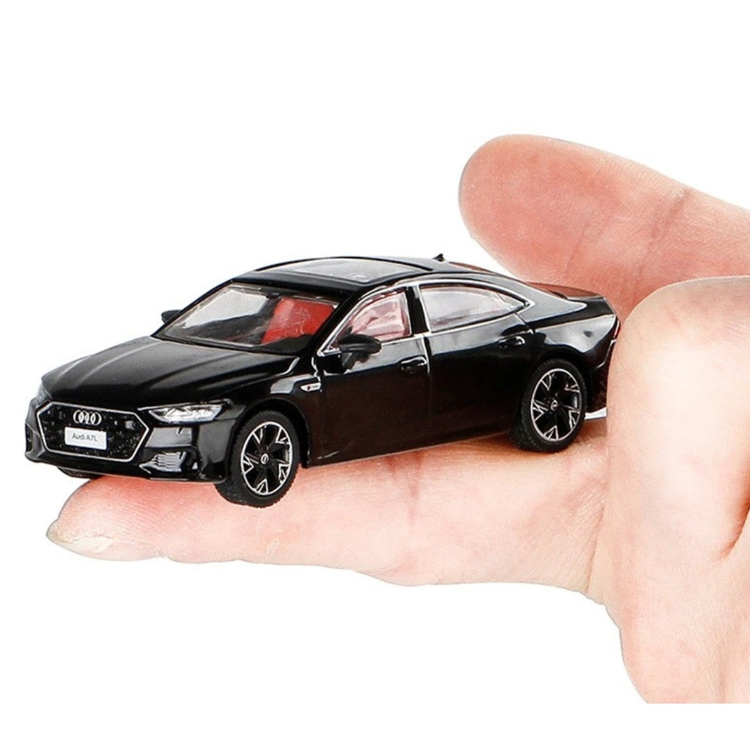 JKM Scale 1:64 2022 Audi A7L Diecast Metal Model Car Collection - Black