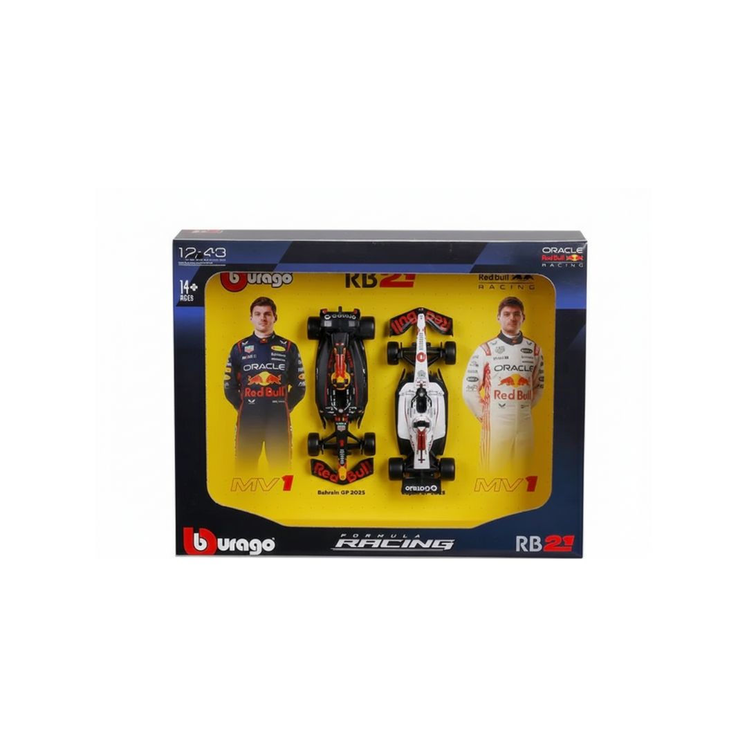 Official Bburago - Scale 1 : 43 2025 RedBull RB21 Max Verstappen Diecast Scale Model - Pack Of 2( Will be shipped by 1st Week of Feb)