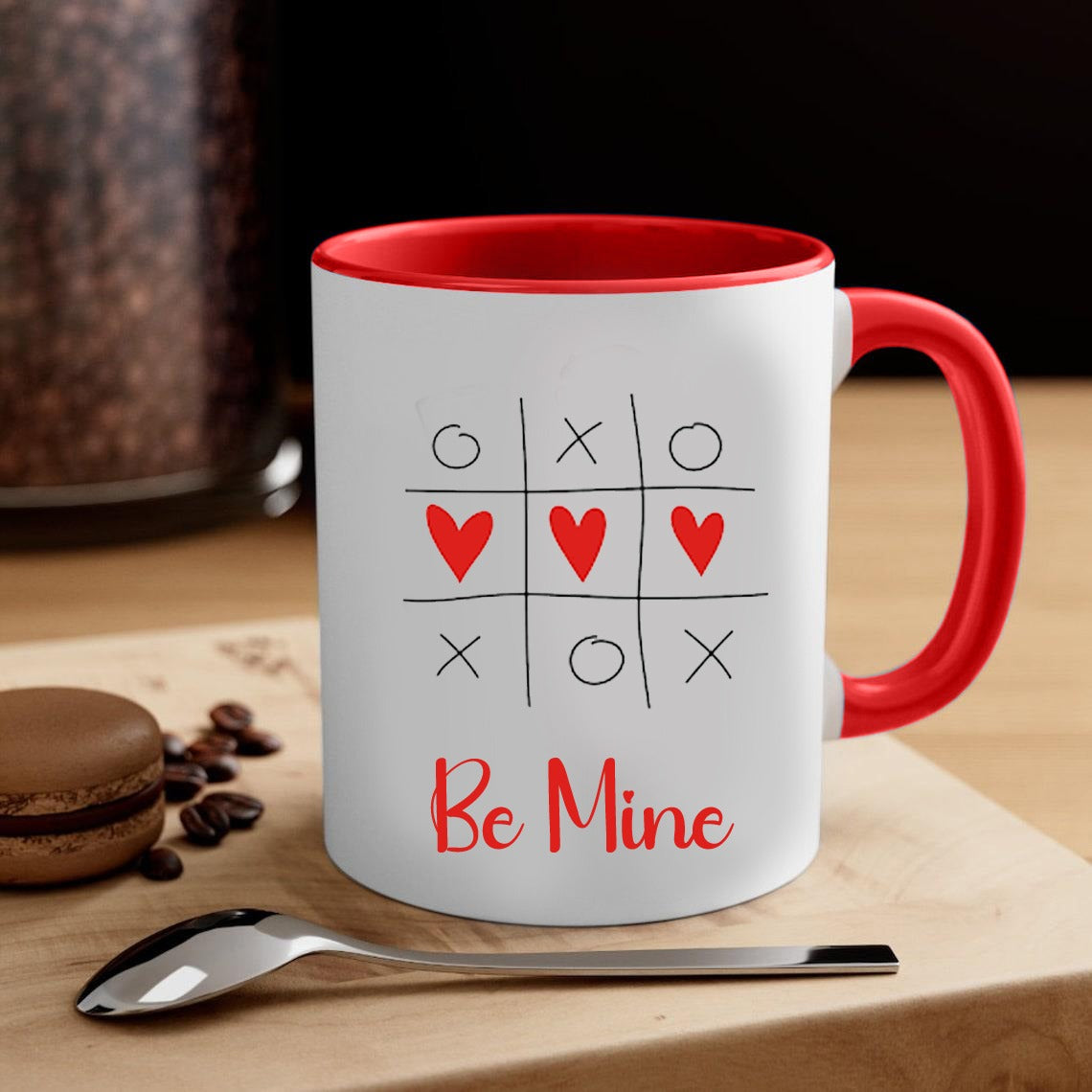 Be Mine 3d Ceramic Coffee Mug - Handle and Inside Red