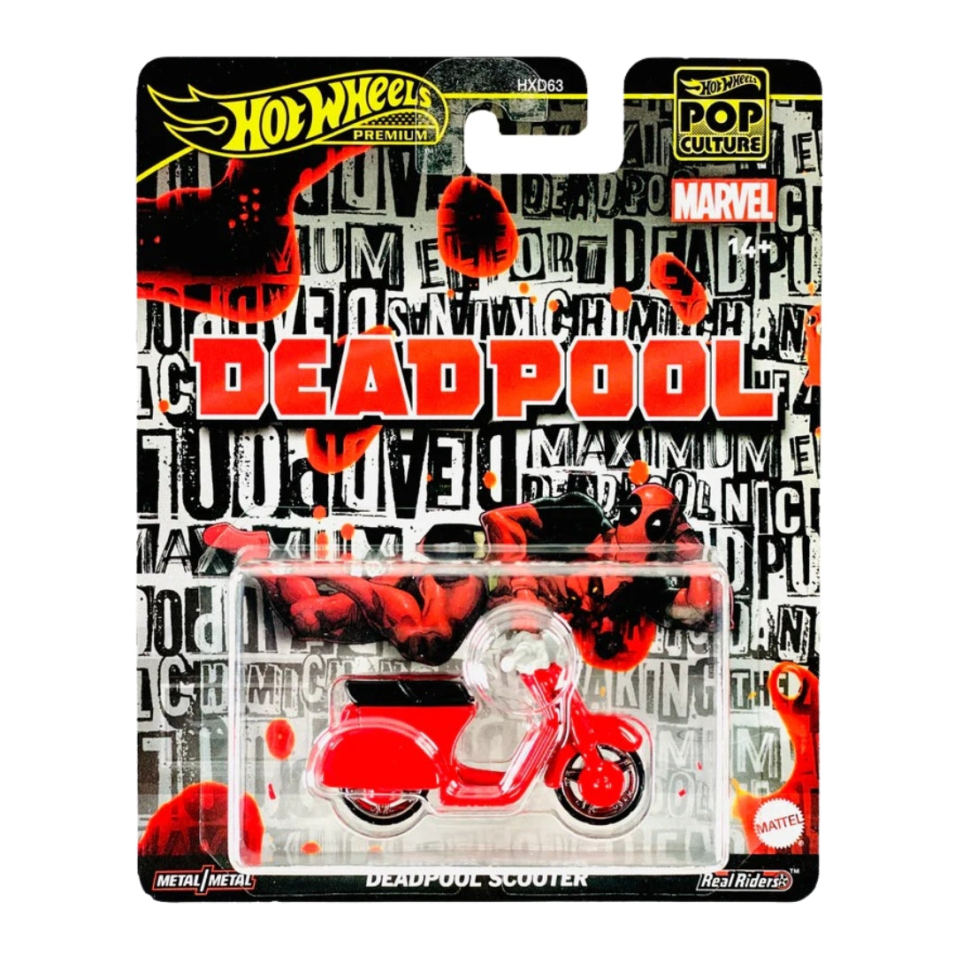 Hot Wheels Scale 1:64 USA imported 2025 Premium Pop Culture Marvel Deadpool Diecast Model - Deadpool Scooter