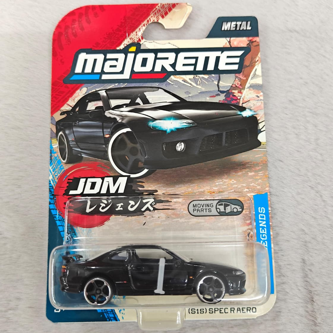 Majorette JDM Legends Premium Car - Sporty Japanese Drift Models with Freewheel and Opening Parts Car Model - Nissan Silvia (S15) Spec R Aero