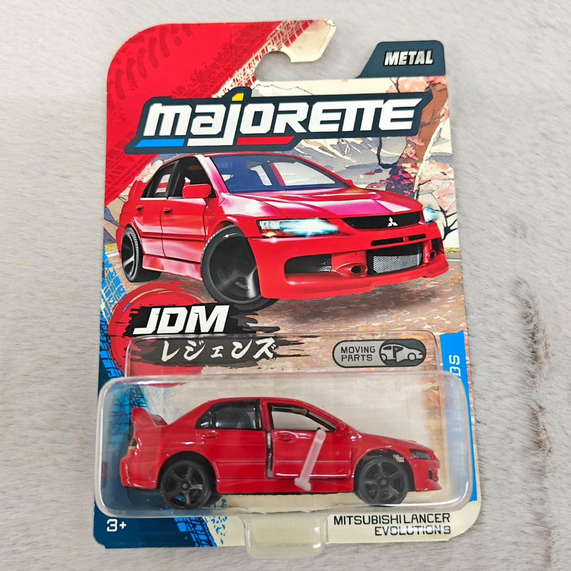 Majorette JDM Legends Premium Car - Sporty Japanese Drift Models with Freewheel and Opening Parts Car Model - Mitsubishi Lancer Evolution 9