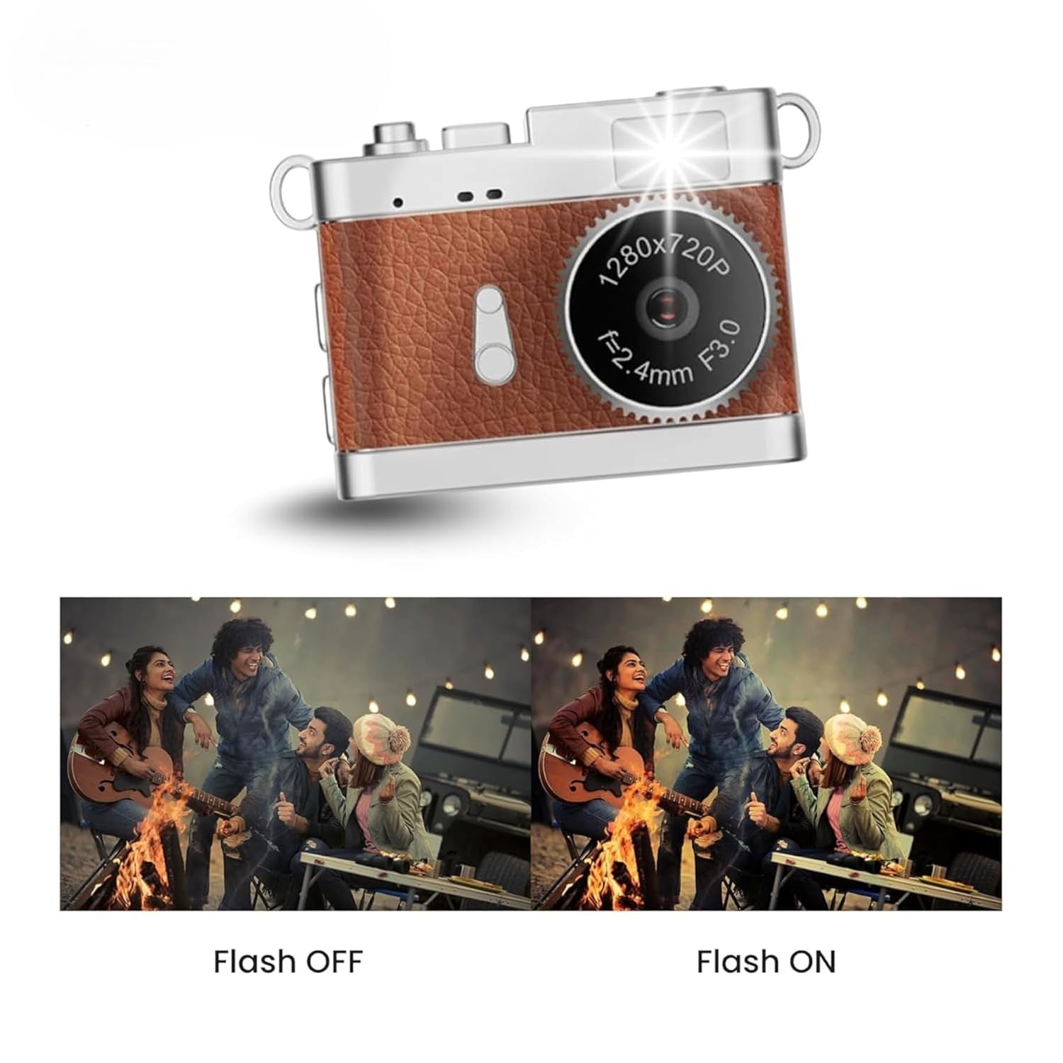 Mini Digital Camera with Filter Modes, 720p HD Video, Flashlight Keychain & Necklace (Choose From Drop Down Menu)
