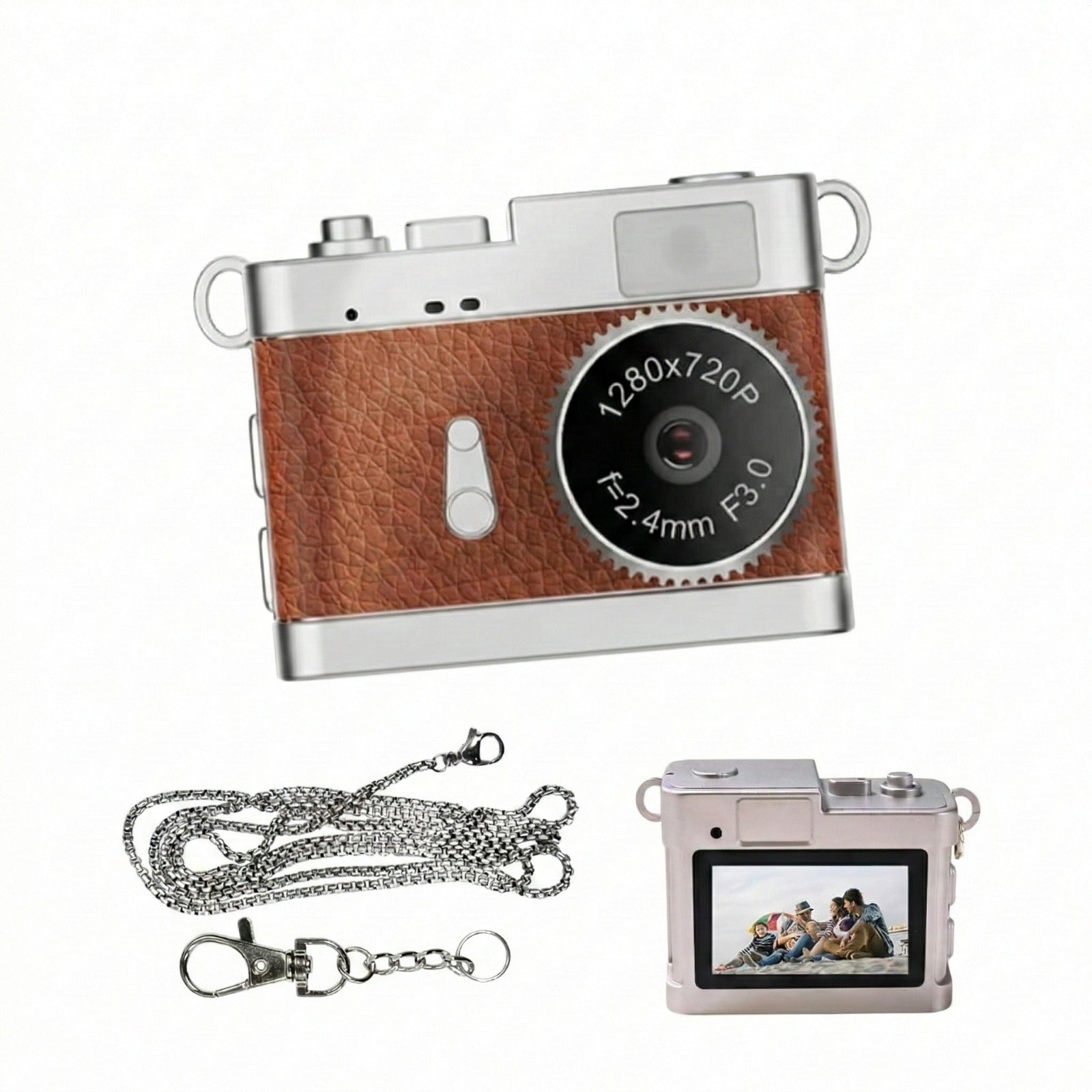 Mini Digital Camera with Filter Modes, 720p HD Video, Flashlight Keychain & Necklace (Choose From Drop Down Menu)