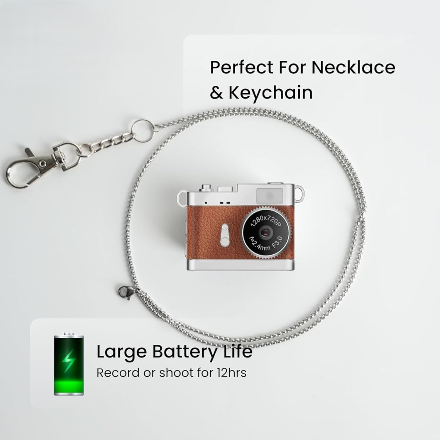 Mini Digital Camera with Filter Modes, 720p HD Video, Flashlight Keychain & Necklace (Choose From Drop Down Menu)