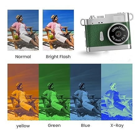 Mini Digital Camera with Filter Modes, 720p HD Video, Flashlight Keychain & Necklace (Choose From Drop Down Menu)