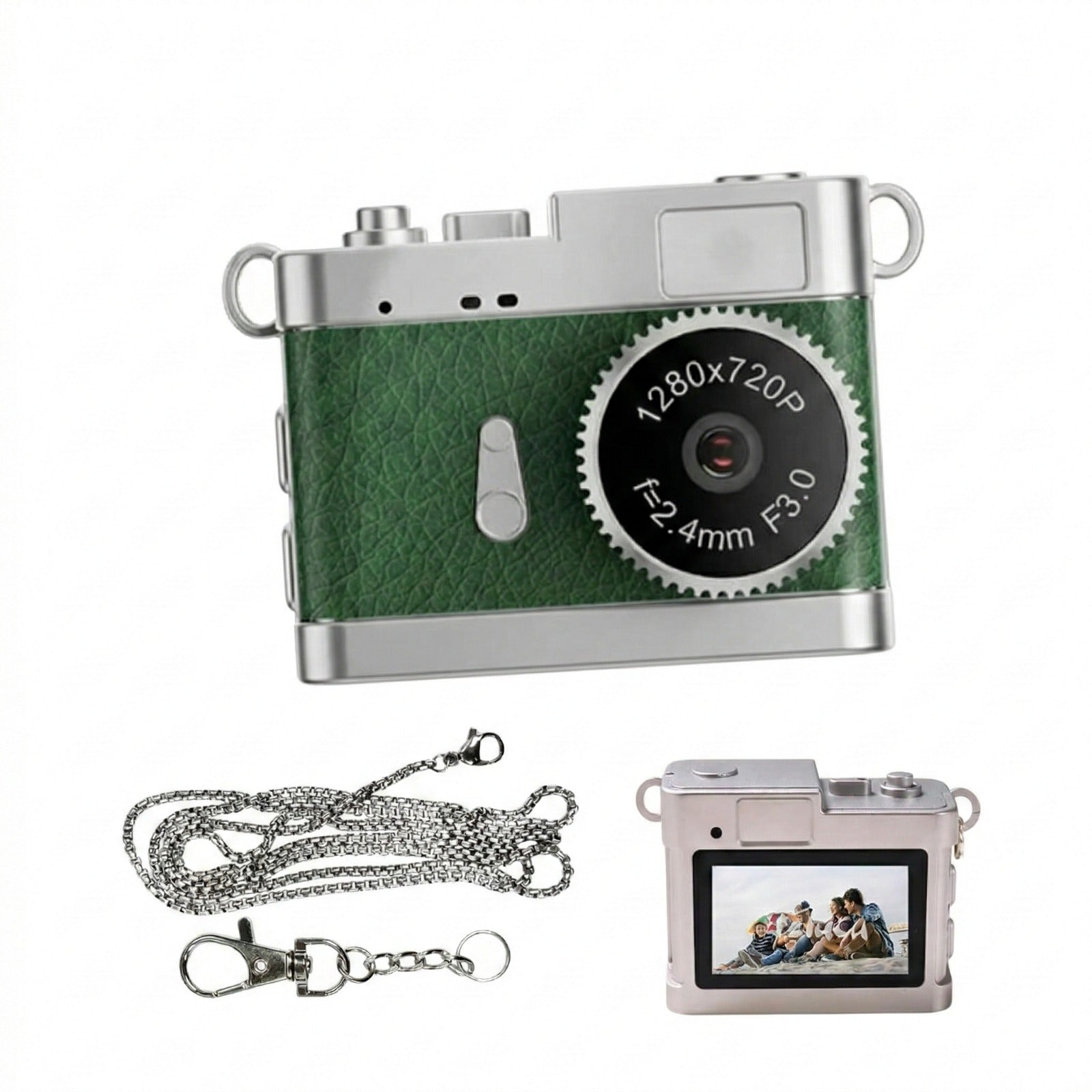 Mini Digital Camera with Filter Modes, 720p HD Video, Flashlight Keychain & Necklace (Choose From Drop Down Menu)