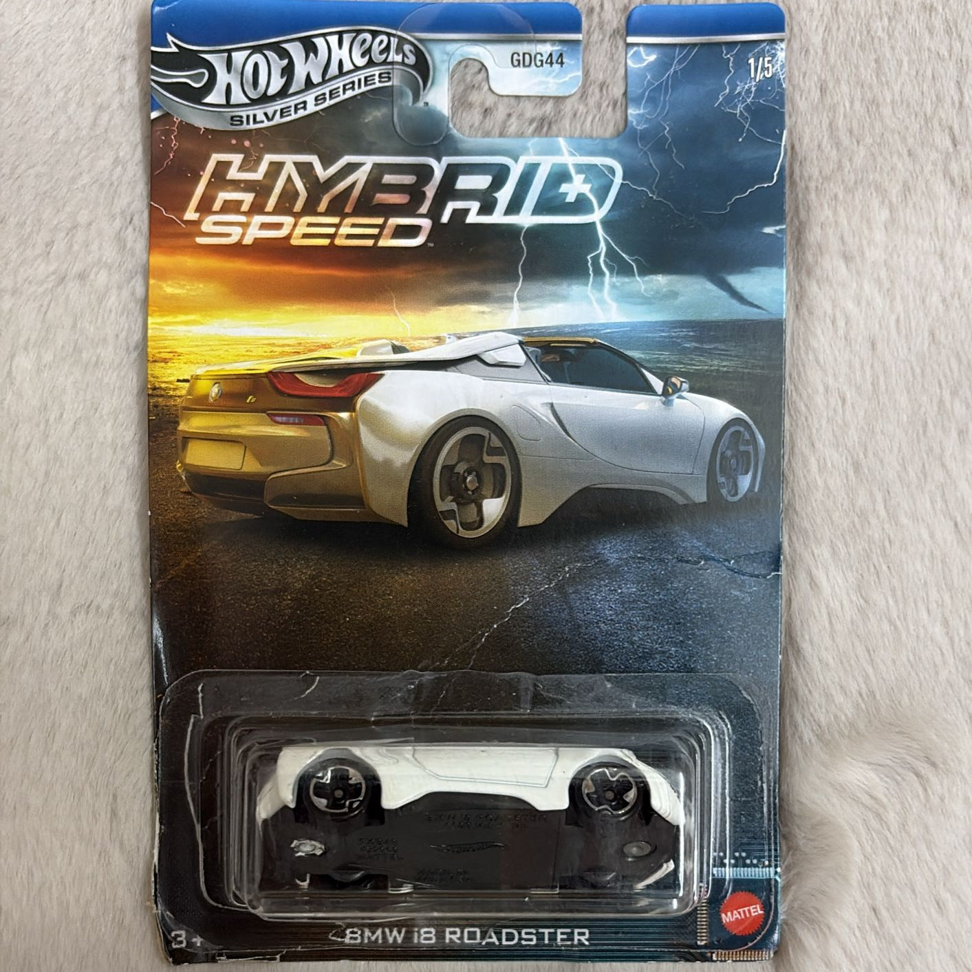 Hot Wheels Scale 1:64 Imported 2025 Silver Series Hybrid Speed Series - BMW i8 Roadster - Card damaged Blister Broken Car In Mint Condition