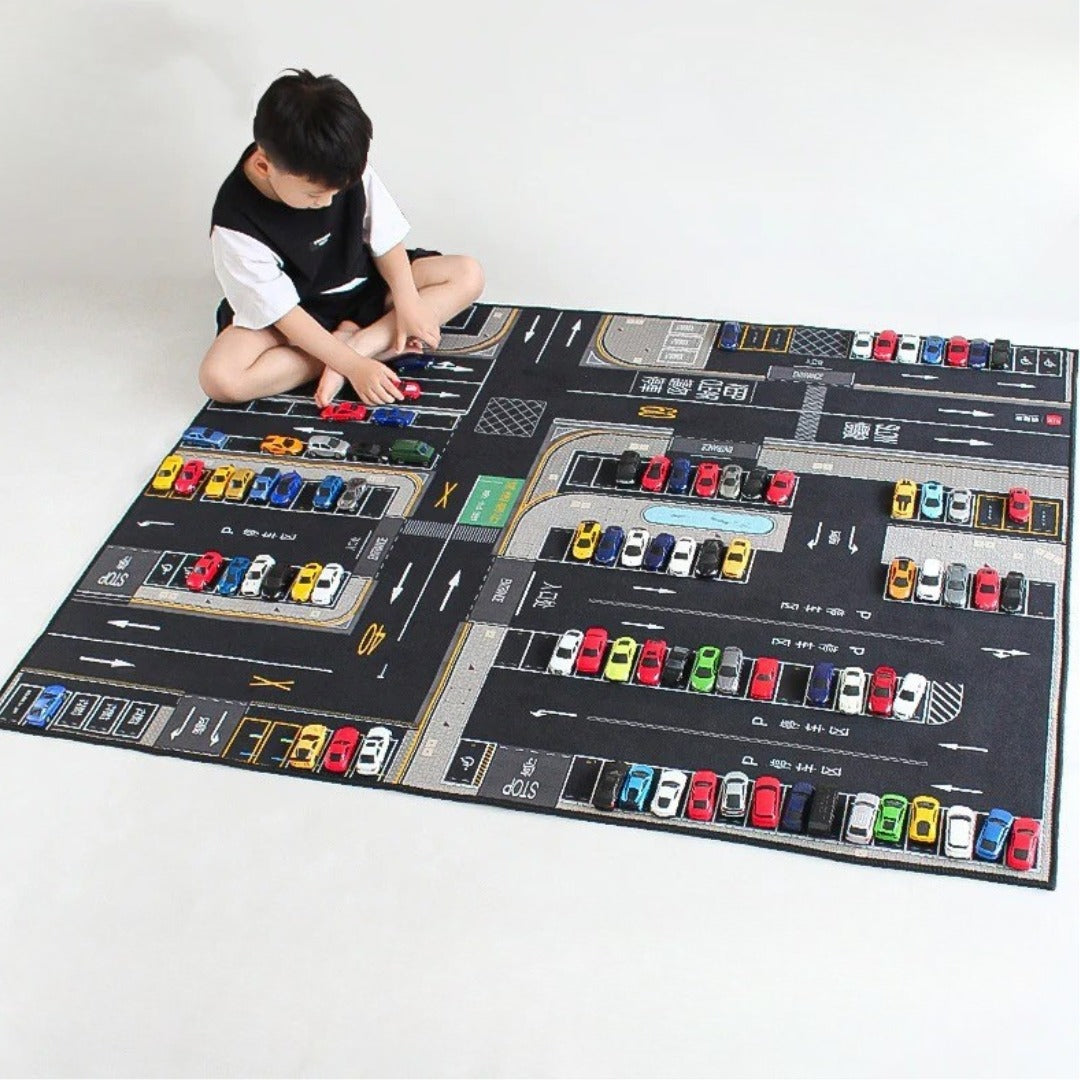 City Traffic-Themed Parking Lot Play Carpet (Cars not included)