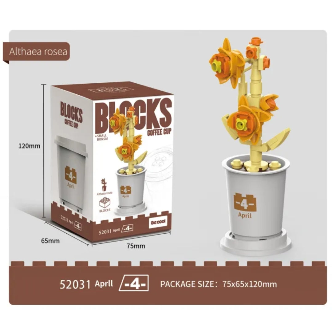 Buy Decool 3D DIY Blocks Coffee Cup Small Bonsai for Decor - Althaea Rosea 