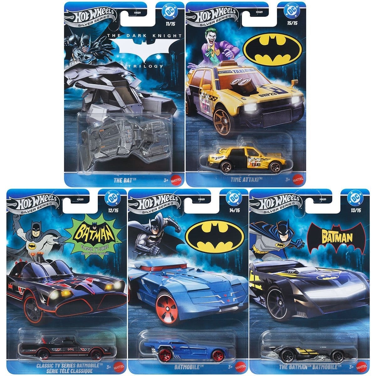 Hot Wheels Silver Series DC Batman Collection (5-Car Set)