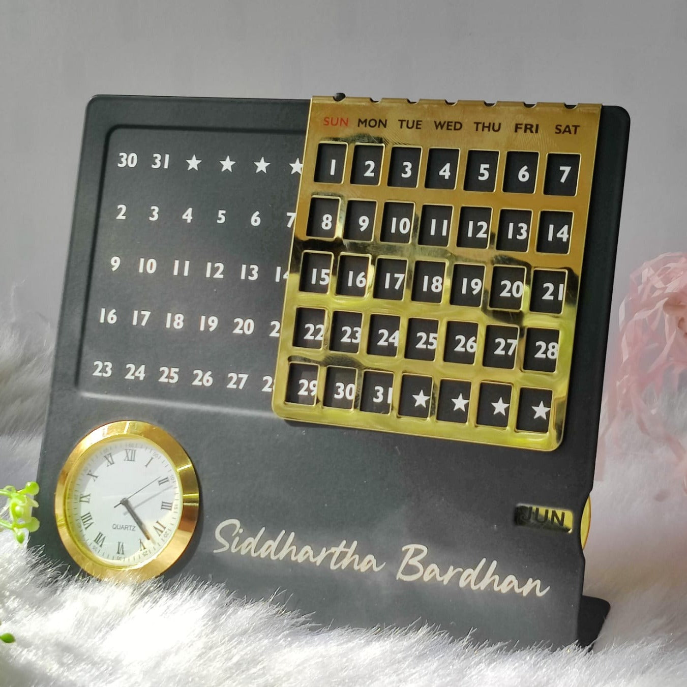 Personalized Never Ending Desk Calendar With Watch (No Cod Allowed On This Product) - Prepaid Orders Only