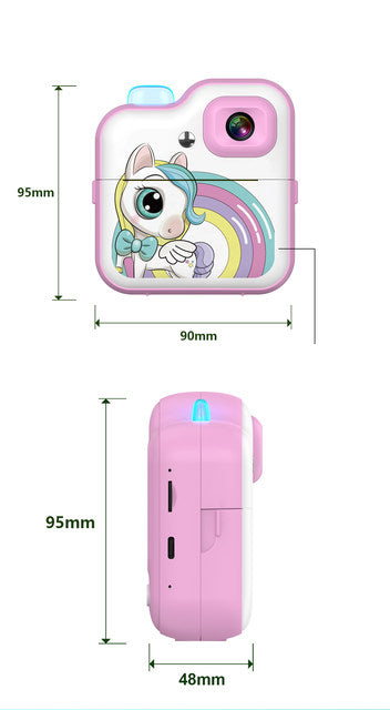 Unicorn Mini Portable Children's Digital Instant Print Capture and Print Camera - Pink
