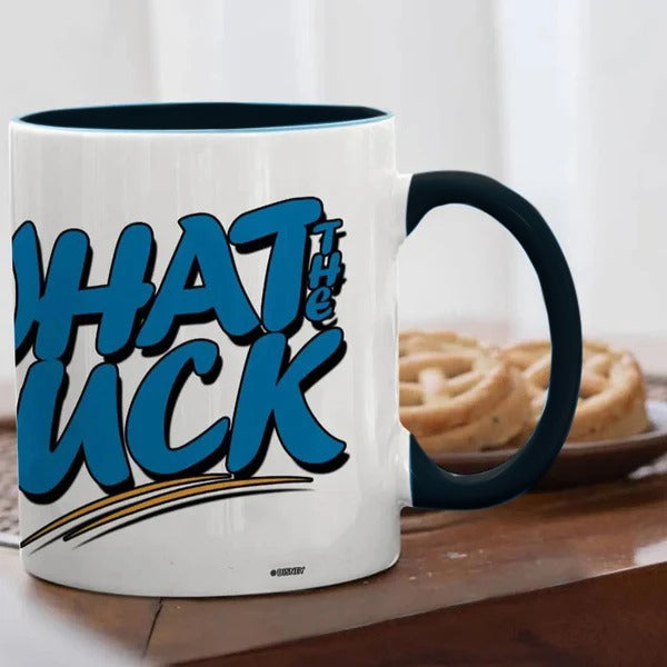 What The Duck Ceramic Coffee Mug - Handle and Inside Black