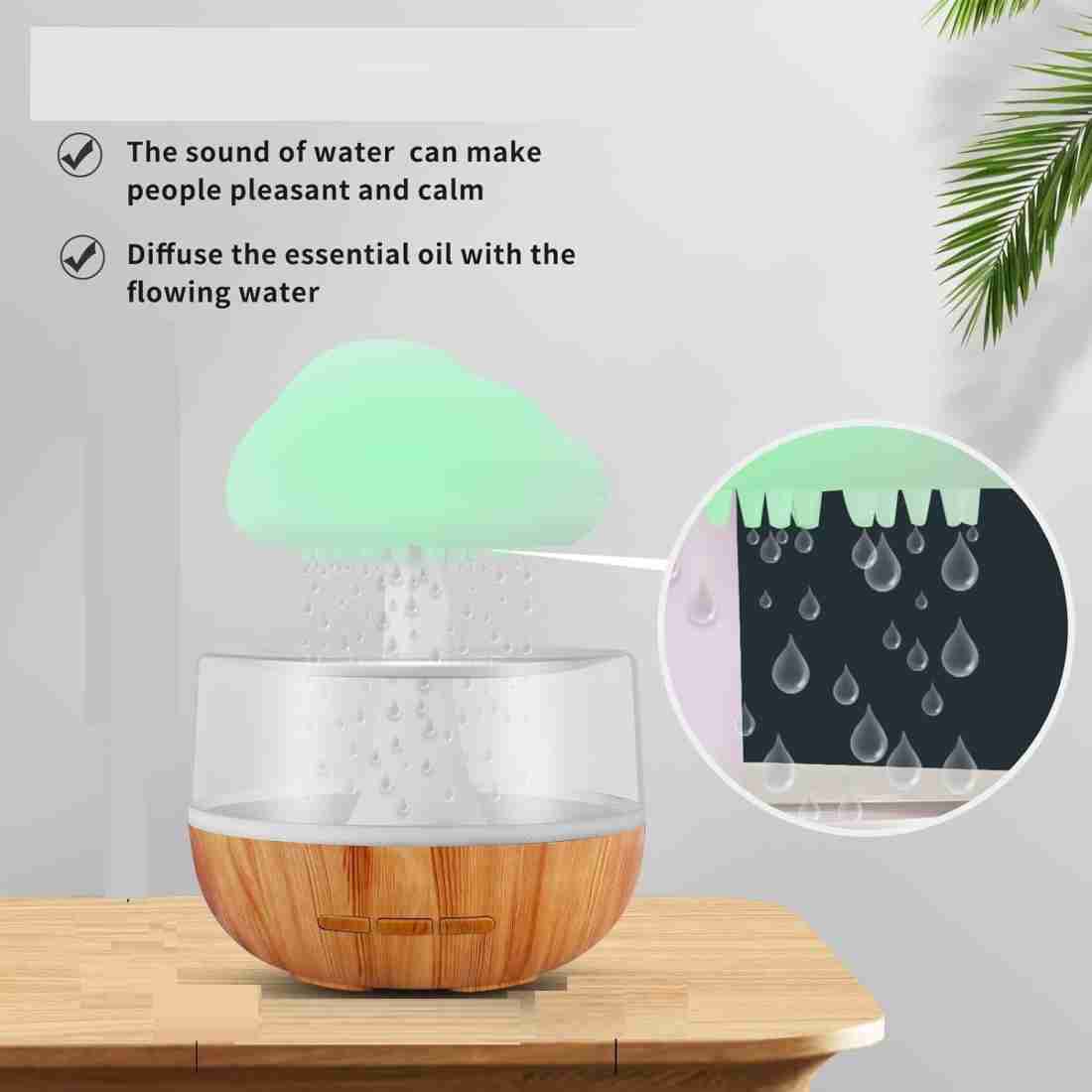 Rain Cloud Humidifier With Multicolor LED Lamp With Raindrop Sound - USB Chargeable