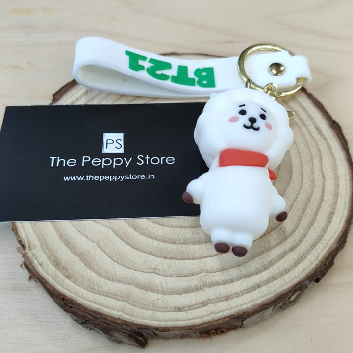 Bts / Bt21 3D Silicon Keychains with Bagcharm and Strap ( Select From Dropdown Menu)