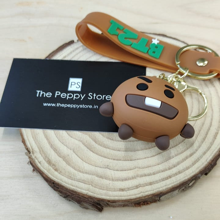 Bts / Bt21 3D Silicon Keychains with Bagcharm and Strap ( Select From Dropdown Menu)