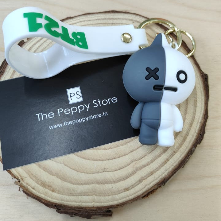 Bts / Bt21 3D Silicon Keychains with Bagcharm and Strap ( Select From Dropdown Menu)