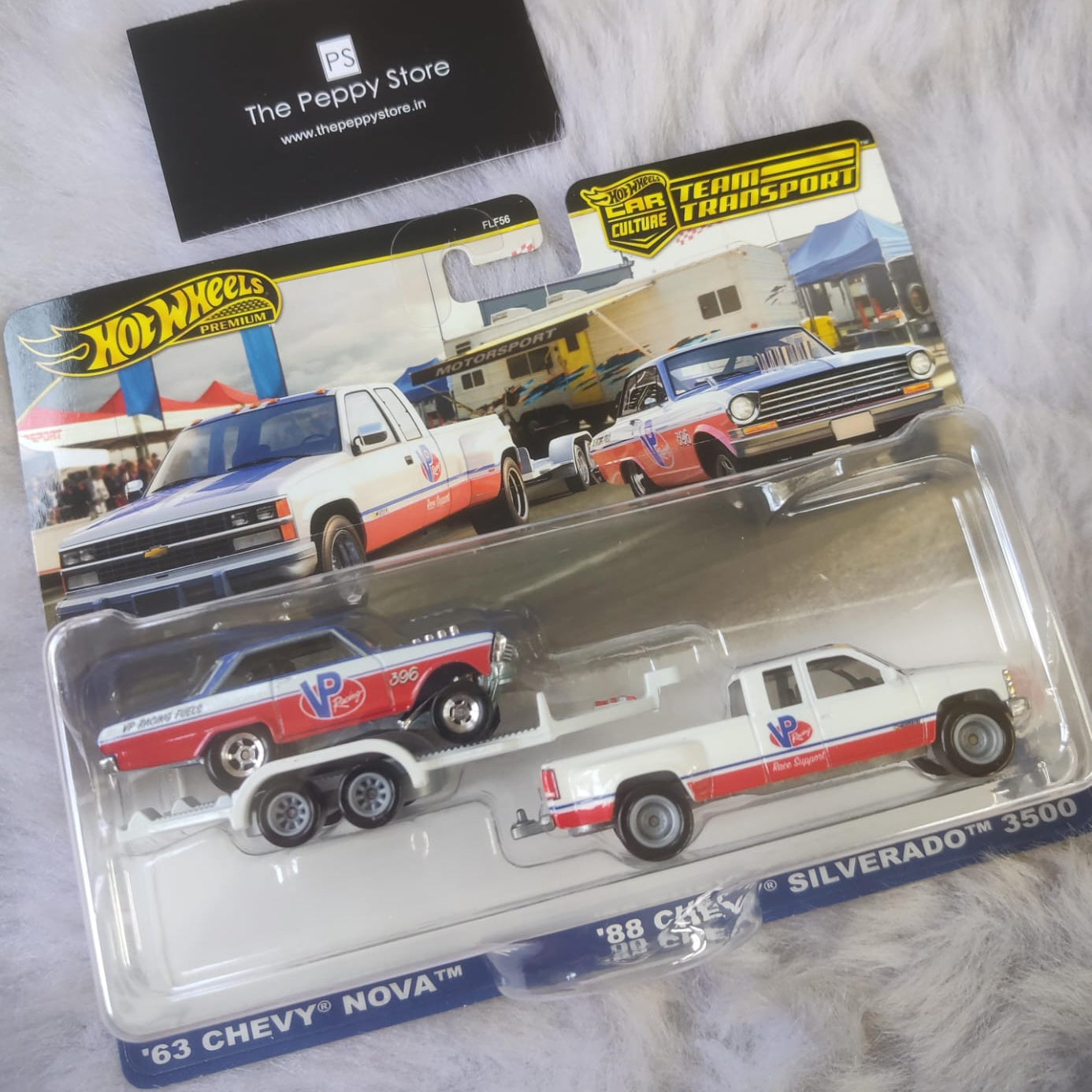 Hot Wheels 1/64 Car Culture Team Transport C Case 2024 (FLF56-9C7C) - #68 '63 Chevy Nova x '88 Chevy Silverado 3500