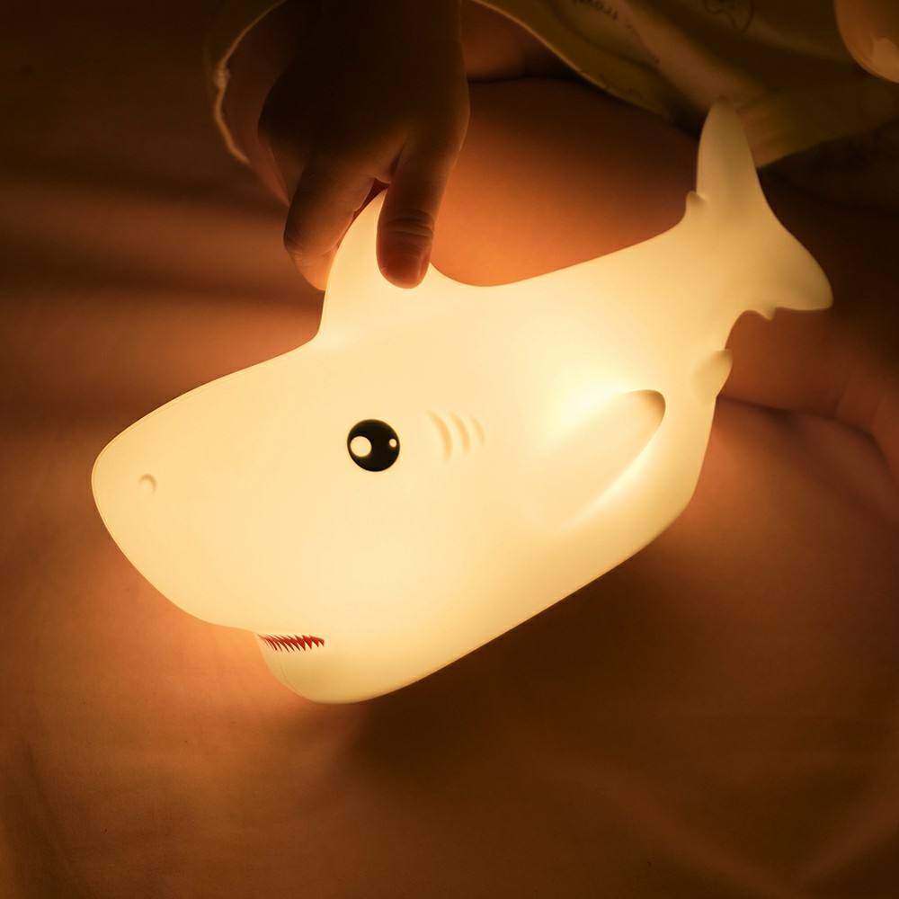 Cute Shark Colour Changing 3D Touch Silicon Lamp - USB Chargeable