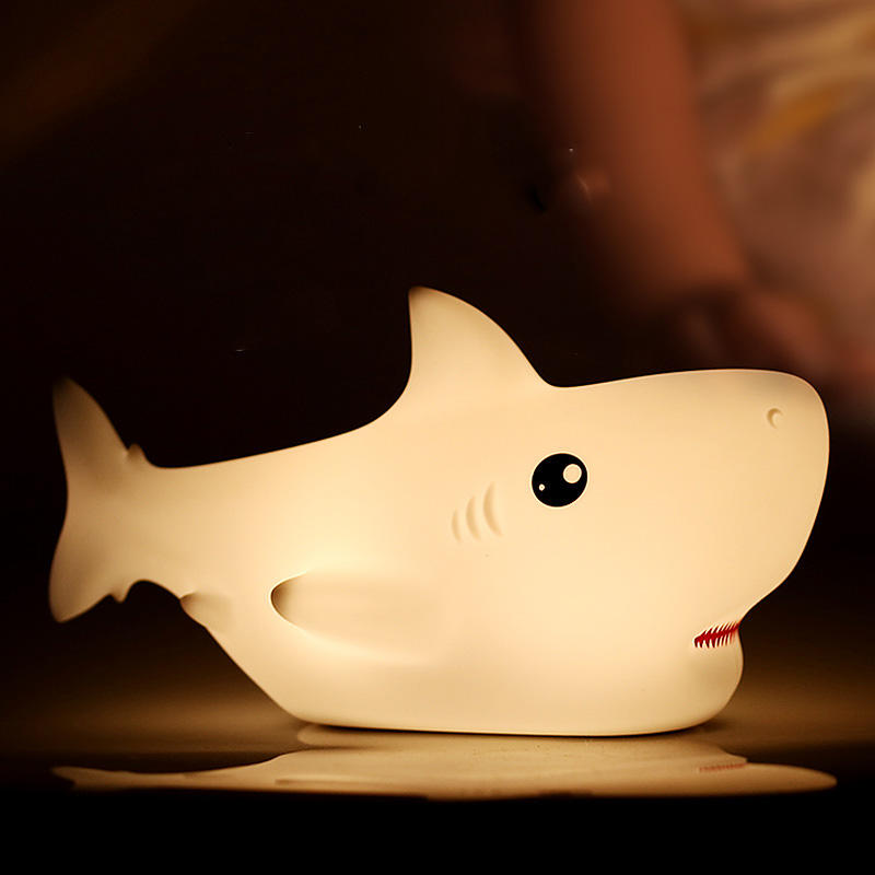 Cute Shark Colour Changing 3D Touch Silicon Lamp - USB Chargeable