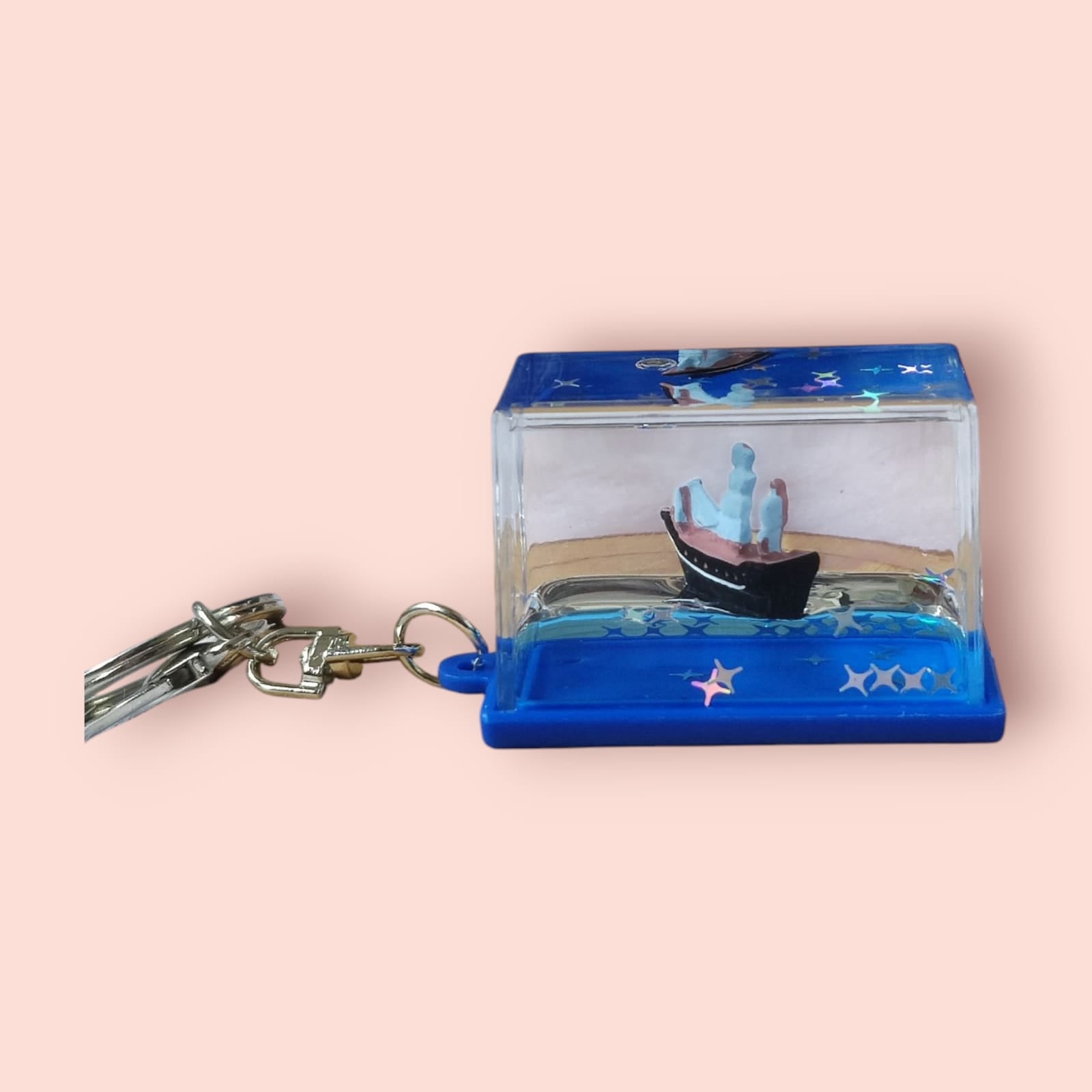 Unsinkable Ship Cruise Liquid Drift in Box Keychain With Bagcharm - Random Keychain Will Be Provided