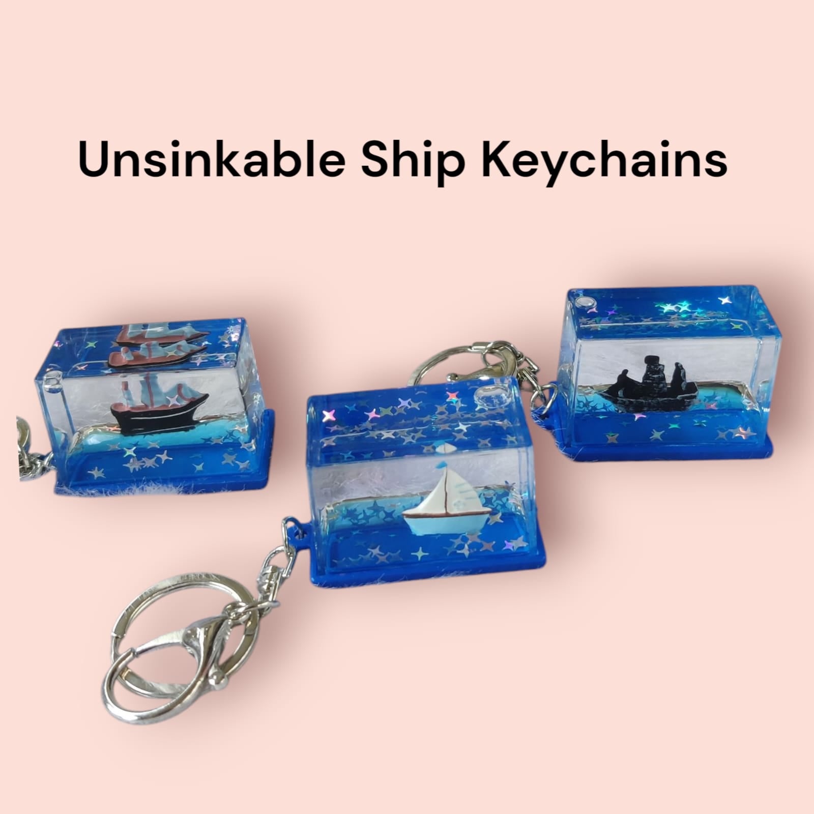Unsinkable Ship Cruise Liquid Drift in Box Keychain With Bagcharm - Random Keychain Will Be Provided