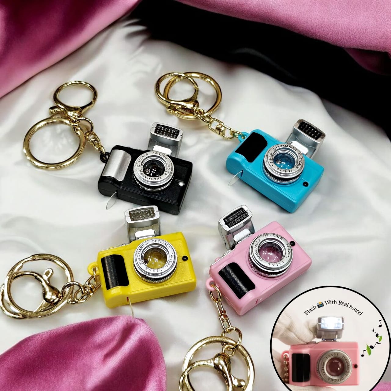 Camera 3D Keychain with Bagcharm With Flash And Sound (Select From DropDown Menu)