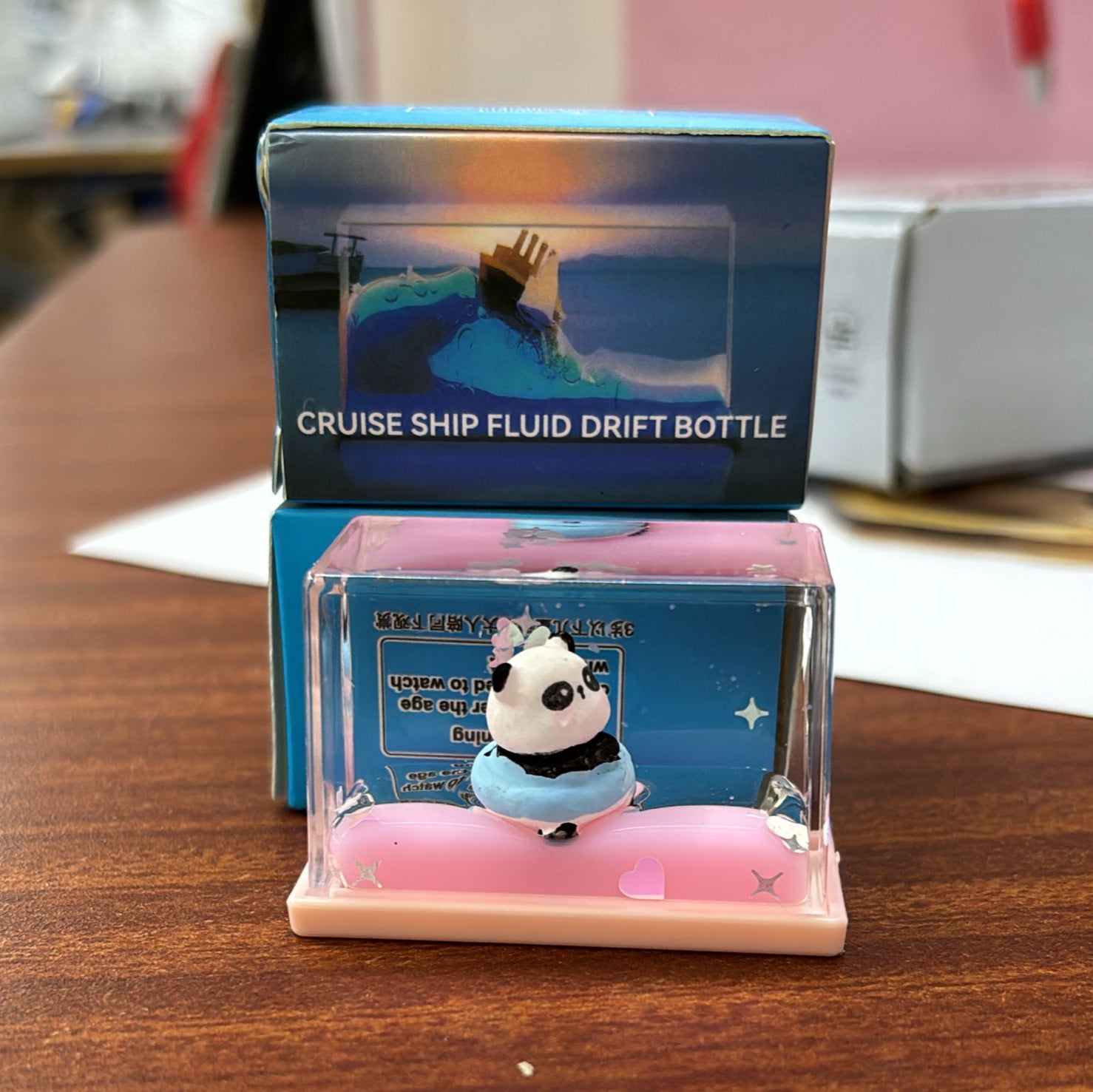 Unsinkable Floating Panda Jelly Glitter Rectangle Desk Accessory - Random Colour Will Be Provided